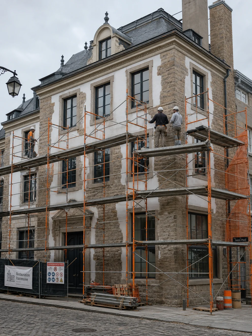 Restauración de fachada tradicional con cal